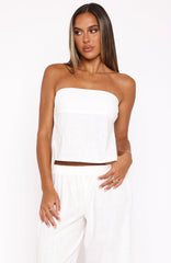 I Knew You'd Leave Strapless Top White