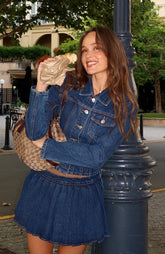 Ayla Denim Mini Skort Dark Blue Wash