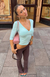Little Bit Of Everything 3/4 Sleeve V Neck Top Baby Blue