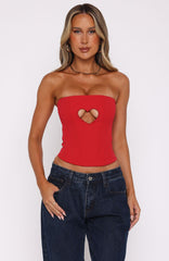 Never Love Again Strapless Bustier Red