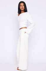 Kalaya Mid Rise Wide Leg Jeans Off White