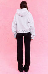 The Social Club Hayley Boxy Zip Front Hoodie Grey Marle
