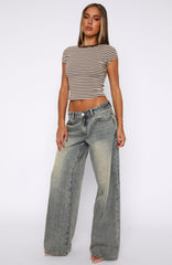 Maeve Low Rise Wide Leg Jeans Sand Wash