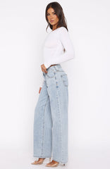 Clarissa Low Rise Wide Leg Jeans Mid Blue Wash