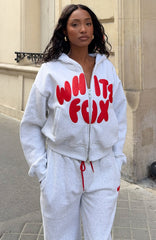 Club 14 Allie Boxy Zip Front Hoodie Grey Marle