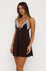 Far Off Places Mini Dress Choc/Baby Blue
