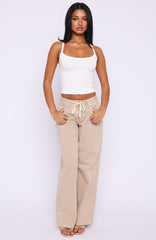 Kendall Mid Rise Wide Leg Jeans Sesame Wash