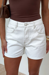 Maddy High Rise Denim Shorts Off White