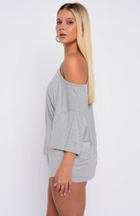 Slow Life Pyjama Shorts Grey Marle