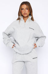 Core Classic Zip Front Sweater Dark Grey Marle