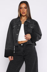 Charlotte Denim Jacket Black Acid Wash