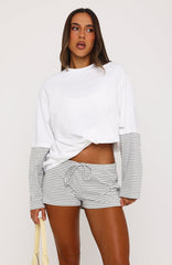 Let's Take Our Time Long Sleeve Layered Tee White