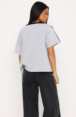 Lost In My Thoughts Slouchy Tee Dark Grey Marle