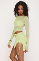 Fall Into Me Long Sleeve Mini Dress Matcha