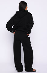Glow Your Own Way Studded Wide Leg Sweatpants Black