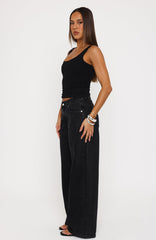 Maeve Low Rise Wide Leg Jeans Black Acid Wash