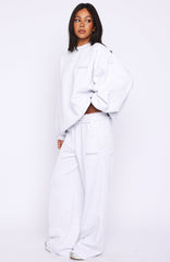 On My Own Terms Wide Leg Sweatpants Grey Marle