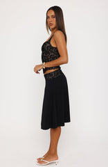 Promises Kept Lace Midi Skirt Black