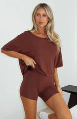 Slow Life Boyfriend Boxer Shorts Chocolate