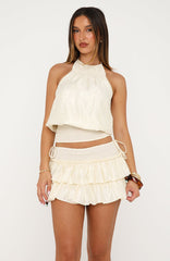 Flirt And Frill Mini Skirt Cream