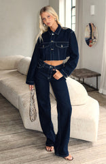 Something To Prove High Rise Straight Leg Jeans Dark Indigo Wash