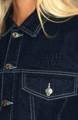 Something To Prove Cropped Denim Jacket Dark Indigo Wash
