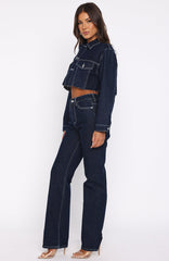 Something To Prove High Rise Straight Leg Jeans Dark Indigo Wash